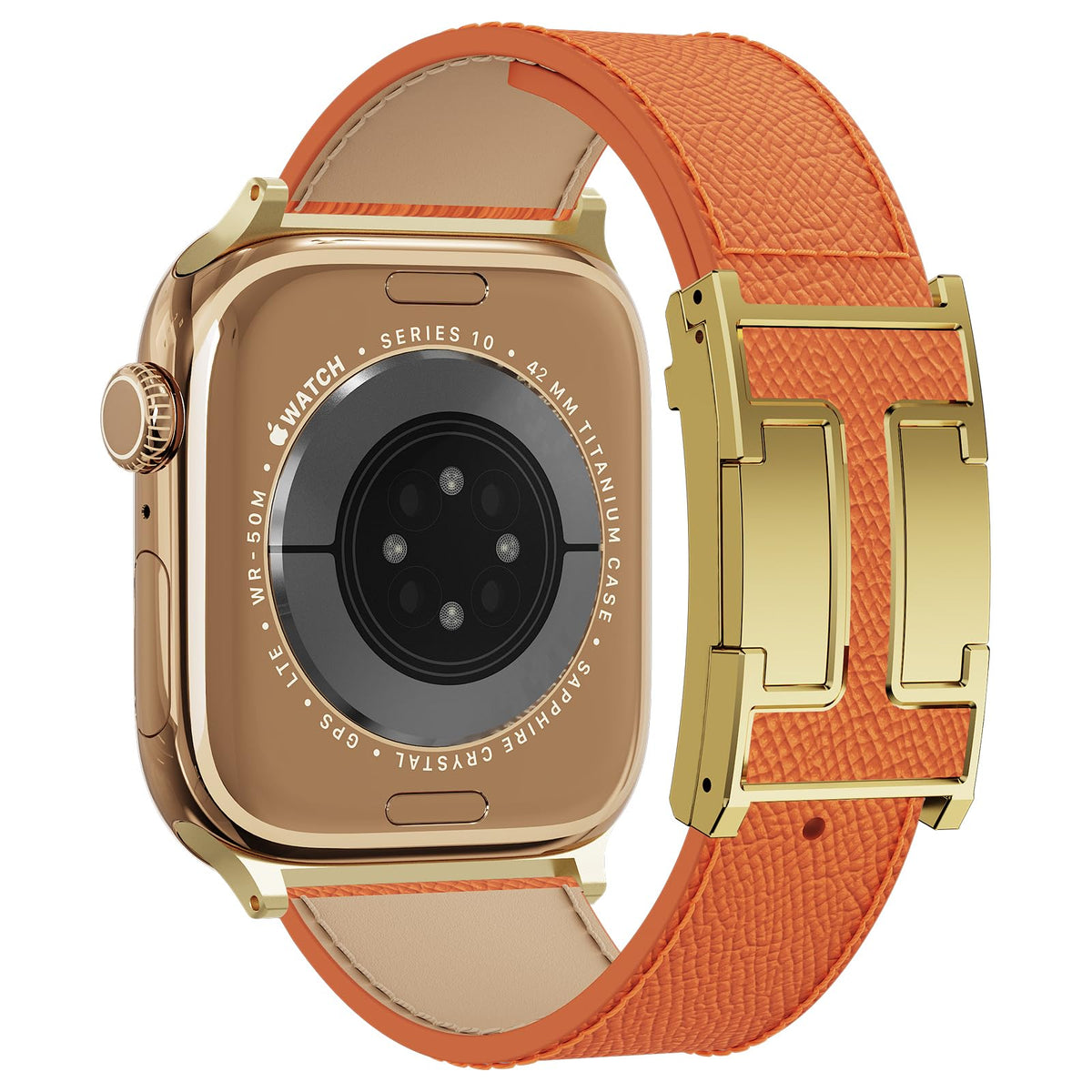 Designer Genuine Leather Band Compatible with Apple Watch Ultra/SE/Series 10/9/8/7/6/5/4/3/2/1 (49mm-38mm), Magnetic Buckle Replacement Strap for Men & Women