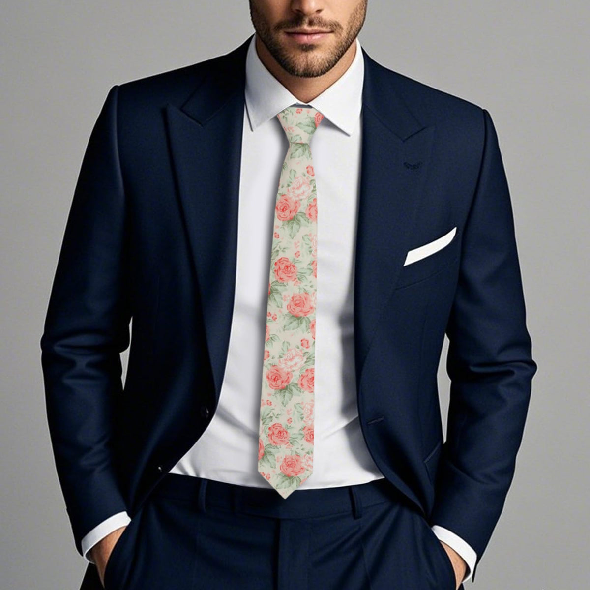 GHTIYLP Cotton Floral Ties for Men 2.56" Men's Skinny Tie Linen Flower Printed Neck Tie for Wedding Dating Party (Pink Peony)