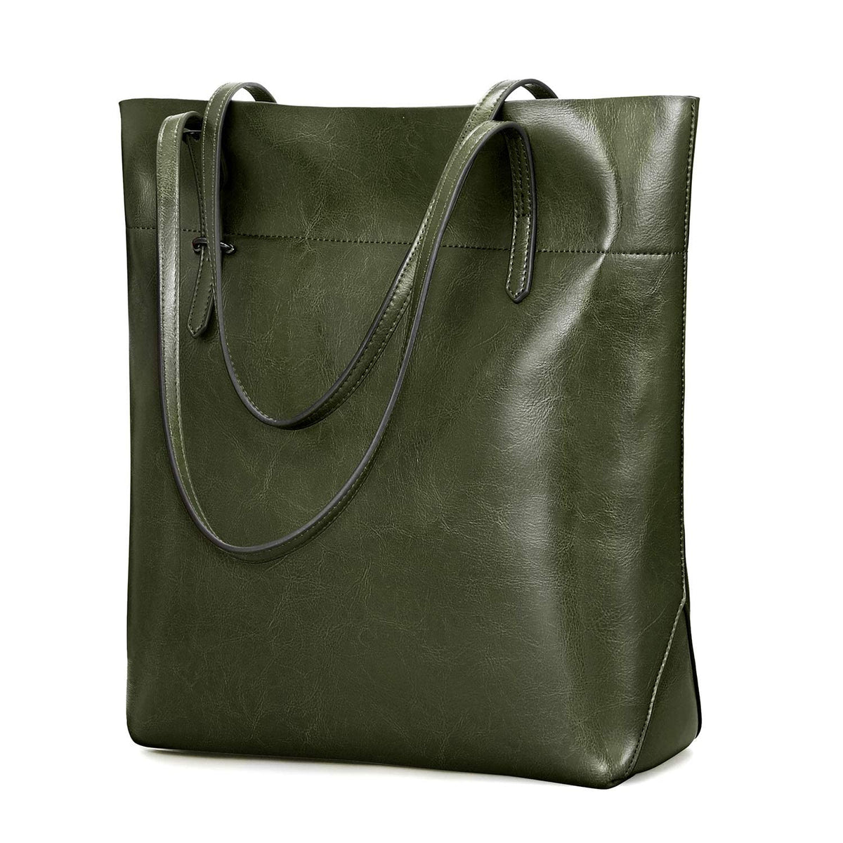 Kattee Vintage Genuine Leather Tote Shoulder Handbag for Woman with Adjustable Handles (Green)