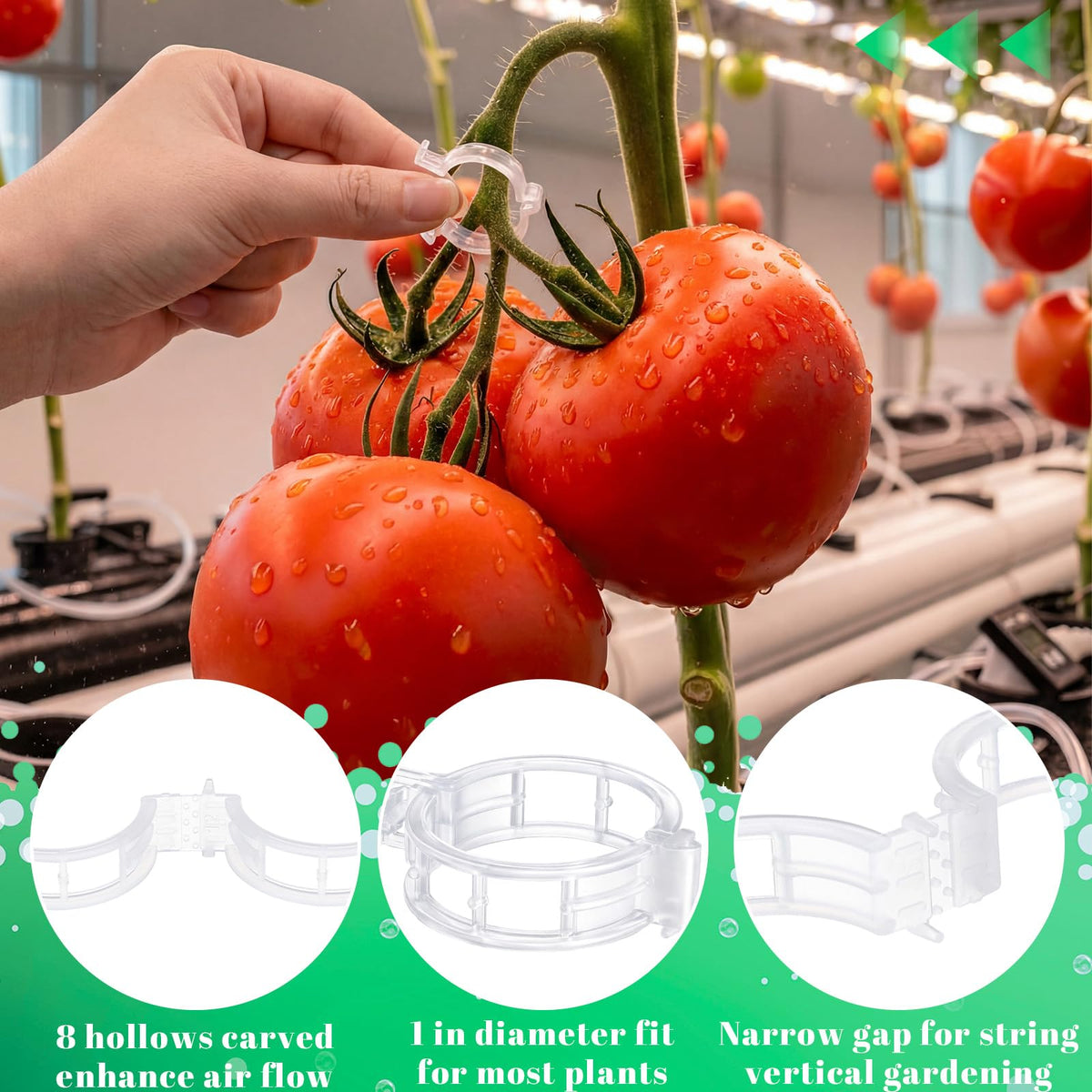 Chumia 120 Pcs Tomato Hooks with String, Plant Support Clips, Tomato Support Hook for Climbing Plants, Tomatoes Holder Hooks with 32.8ft Twine to Prevent Vegetable Fruit from Pinching or Falling Off