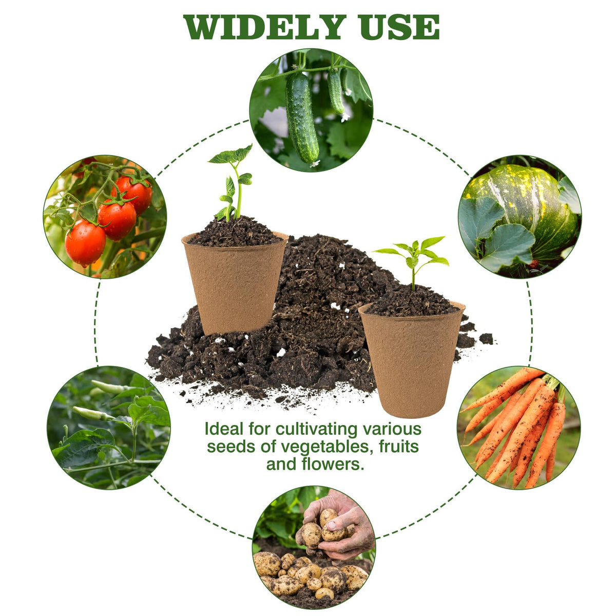 INCIKITI Biodegradable Peat Pots for Seedling - 120 Pack 3.15 inch Biodegradable Plant Seed Starters Kits with 30 Plant Labels, Garden Germination Nursery Pots for Flower Vegetable Seed Germination