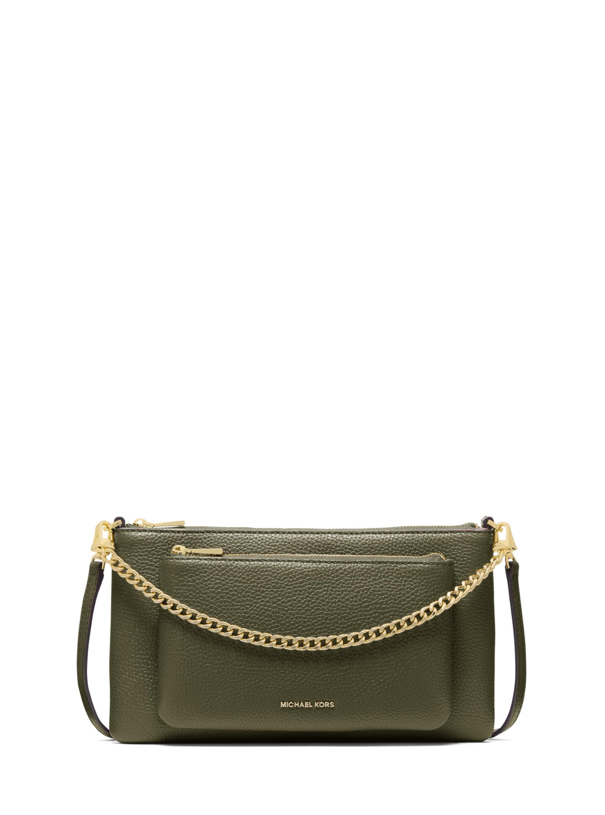 Michael Kors Jet Set Medium Pocket Convertible Crossbody Bag, Gold-Tone Hardware/Pebble Leather/Ivy