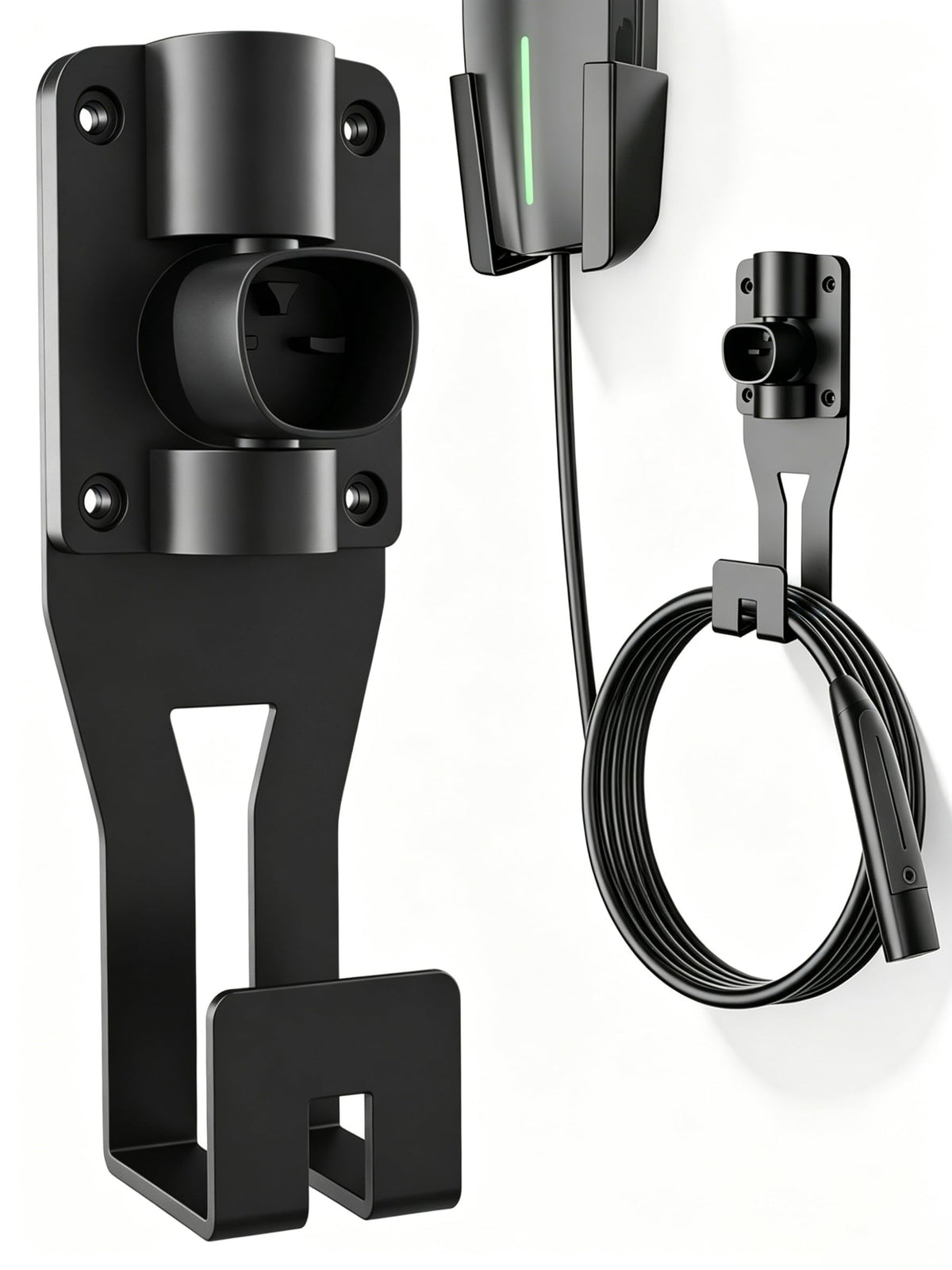 SEVEN SPARTA Charging Cable Holder with 180° Swiveling Holster, Compatible with Tesla Model 3 Model Y Model X Model S Charger Cable Organizer Car Accessories Wall Connector (Black)