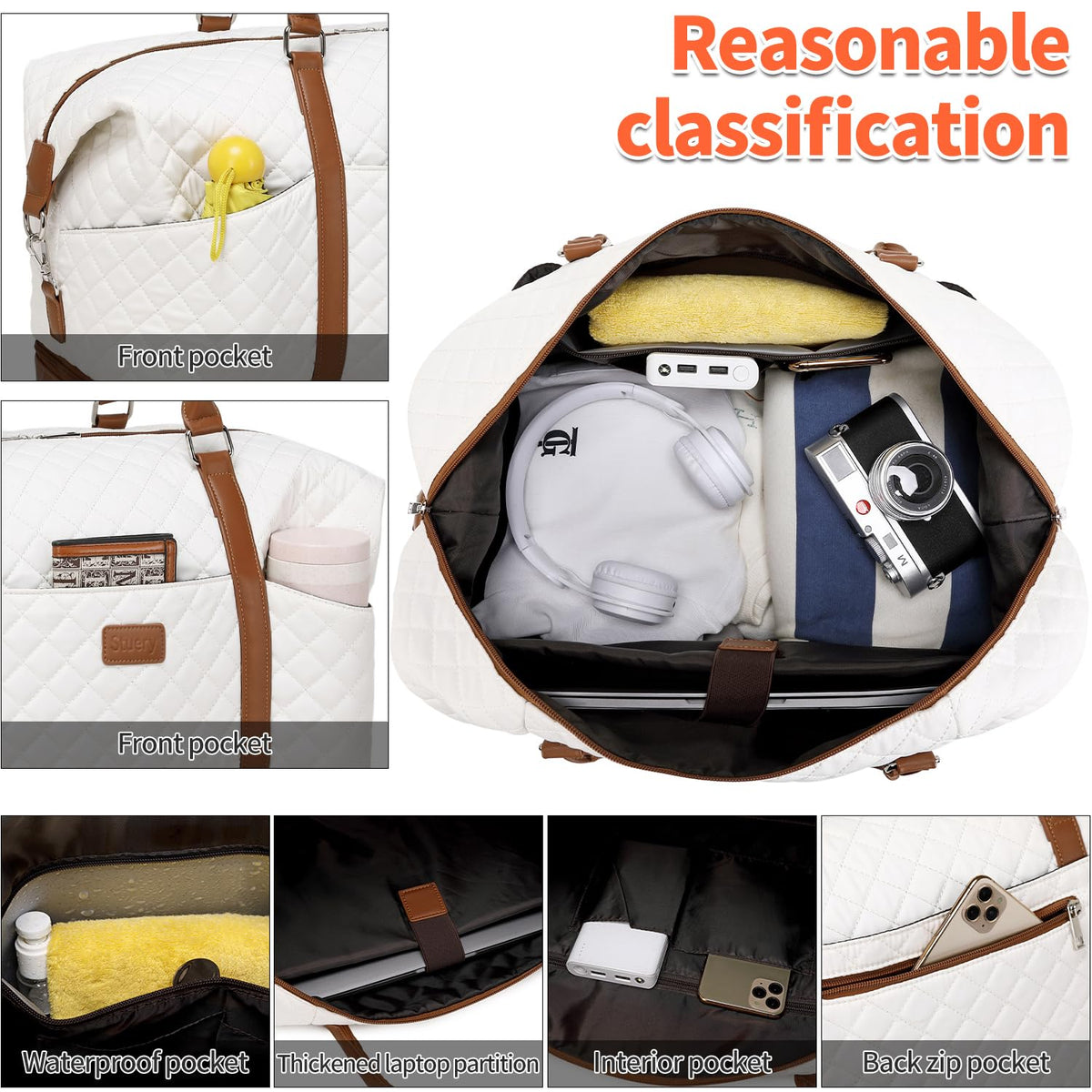 Weekender Bags for Women with Toiletry Bags Large Overnight Bags Travel Duffel Bag Carry On Shoulder Weekend Tote with Shoe Compartment and Wet Pocket for Girls Airplane Traveling, Gym