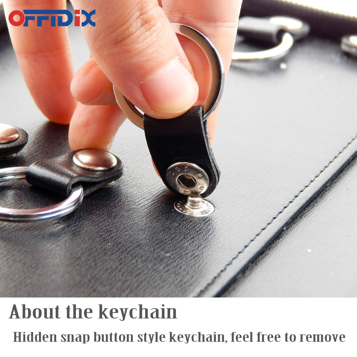 OFFIDIX Portable Zippered Key Case,Leather Portable Key Cabinet 24 Key Hooks Key Organizer,Manager & Landlord Key Holder, Business Padfolio for Real Estate Sales,Hotel Executives, Car Service