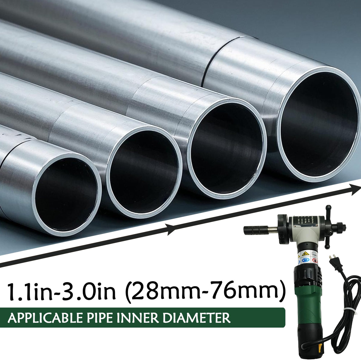 Maisutseb Electric Inner Swelling Pipe Beveling Machine 220V 1200W Stainless Steel Handheld Chamfering Machine for Dia 1.1"-3.0" Pipe Cutting Bevel Welded Connections