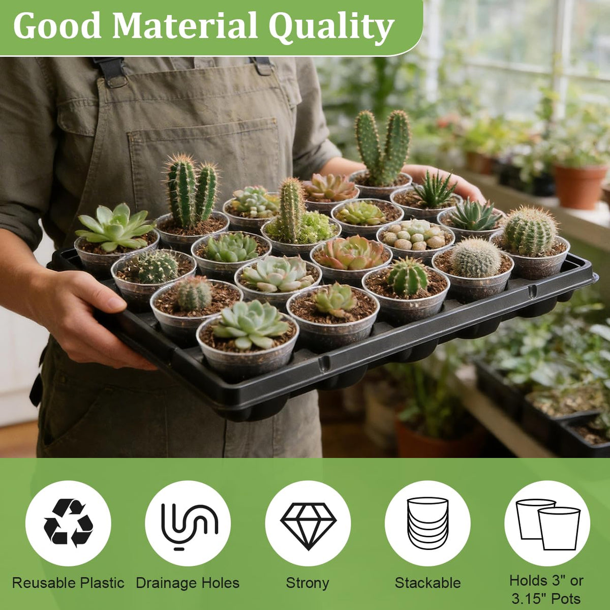 3 Inch Clear Nursery Pots 100 Pcs with 5 Pcs 20 Cell Potting Trays, 5 Sets Seed Starting Kit for Seedlings Cuttings Indoor Growing, Sturdy Transparent Plant Pot Carrying Tray Germination Set
