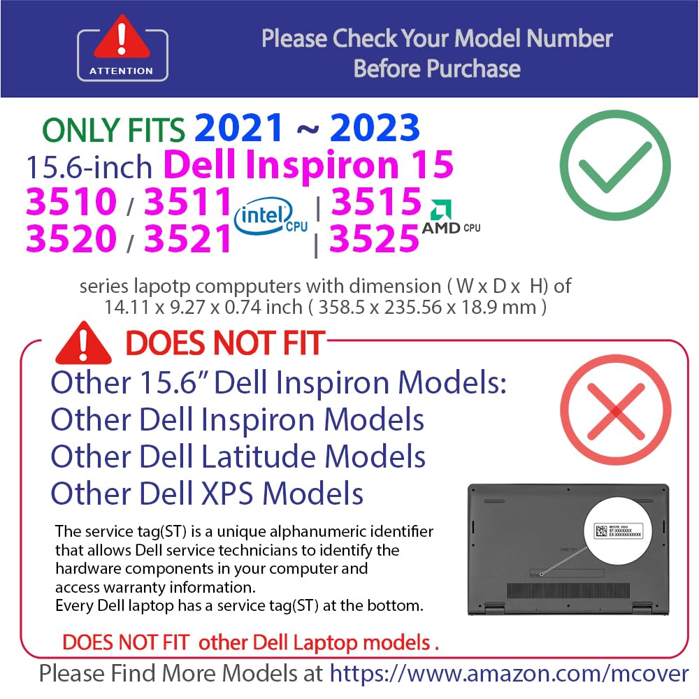 mCover Case Compatible ONLY for 2021-2023 15.6" Dell Inspiron 15 3510 3511 3515 3520 3521 3525 Series Laptop Computer (NOT Fitting Other Dell Models) - Green