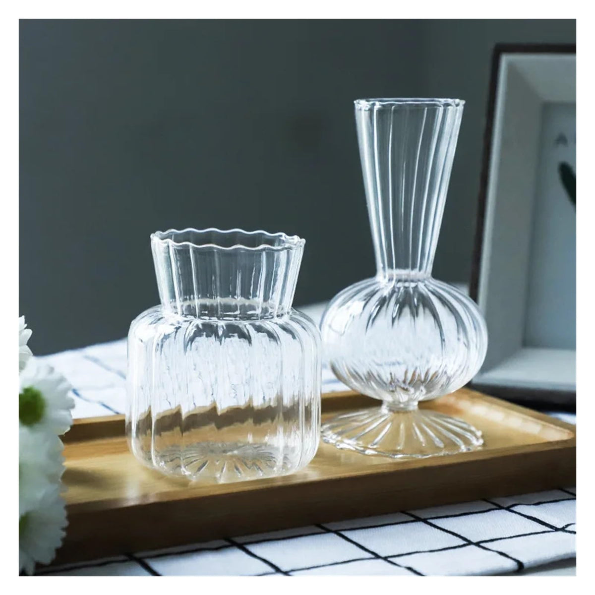 Transparent Hydroponic Vases Container Bottle Plant Arrangement Glass Table Creative Terrarium Flower Pot(4.5X13X6CM)