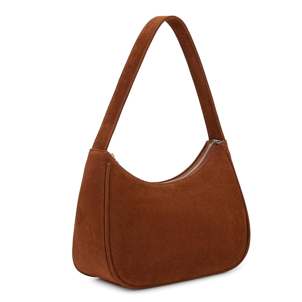 CYHTWSDJ Shoulder Bags for Women, Cute Hobo Tote Handbag Mini Clutch Purse with Zipper Closure (Suede-brown)