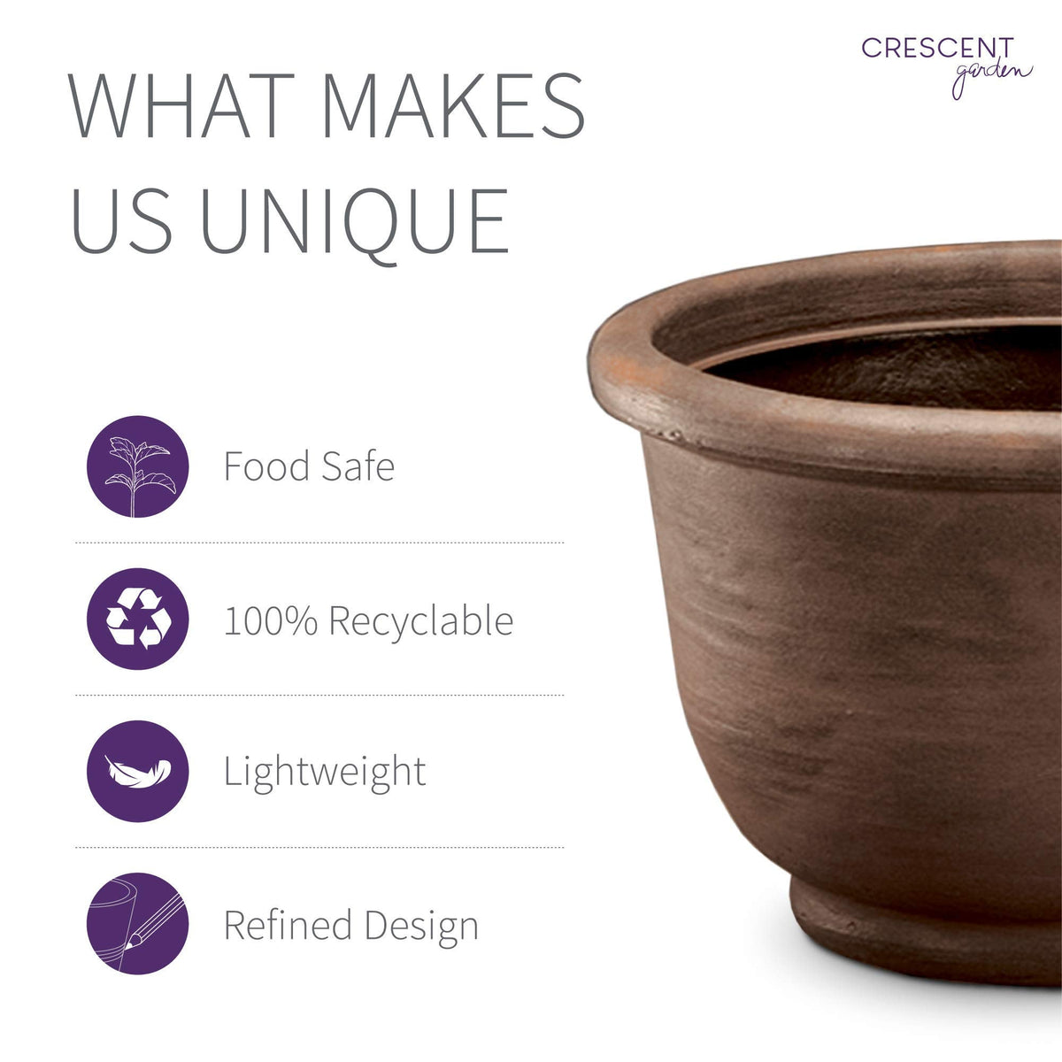Crescent Garden Agave Planter, Classic Lightweight Resin Planter - UV-Resistant Flower Pots - Indoor & Outdoor Pot for Flowers, Houseplant, Herbs, 21" W x 17" H (Rust)