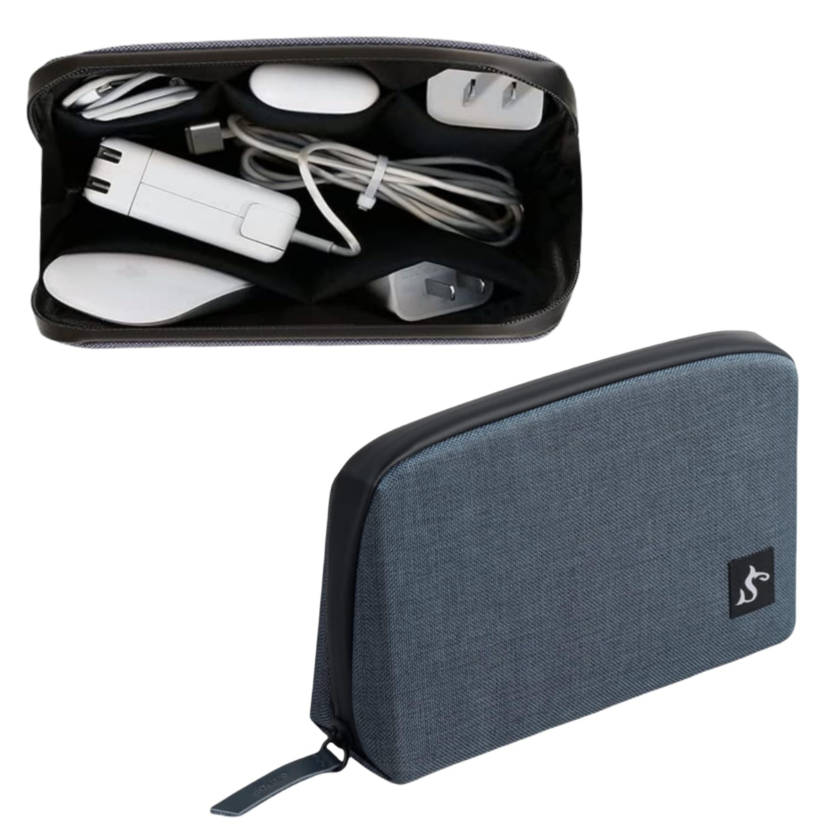 simtoper Small Electronics Organizer Travel Case – Slim Travel Cable Pouch for Small Tech Accessories, Cords, Chargers, Earbuds – Lightweight Mini Tech Bag for Backpack, Business, Travel (Blue)