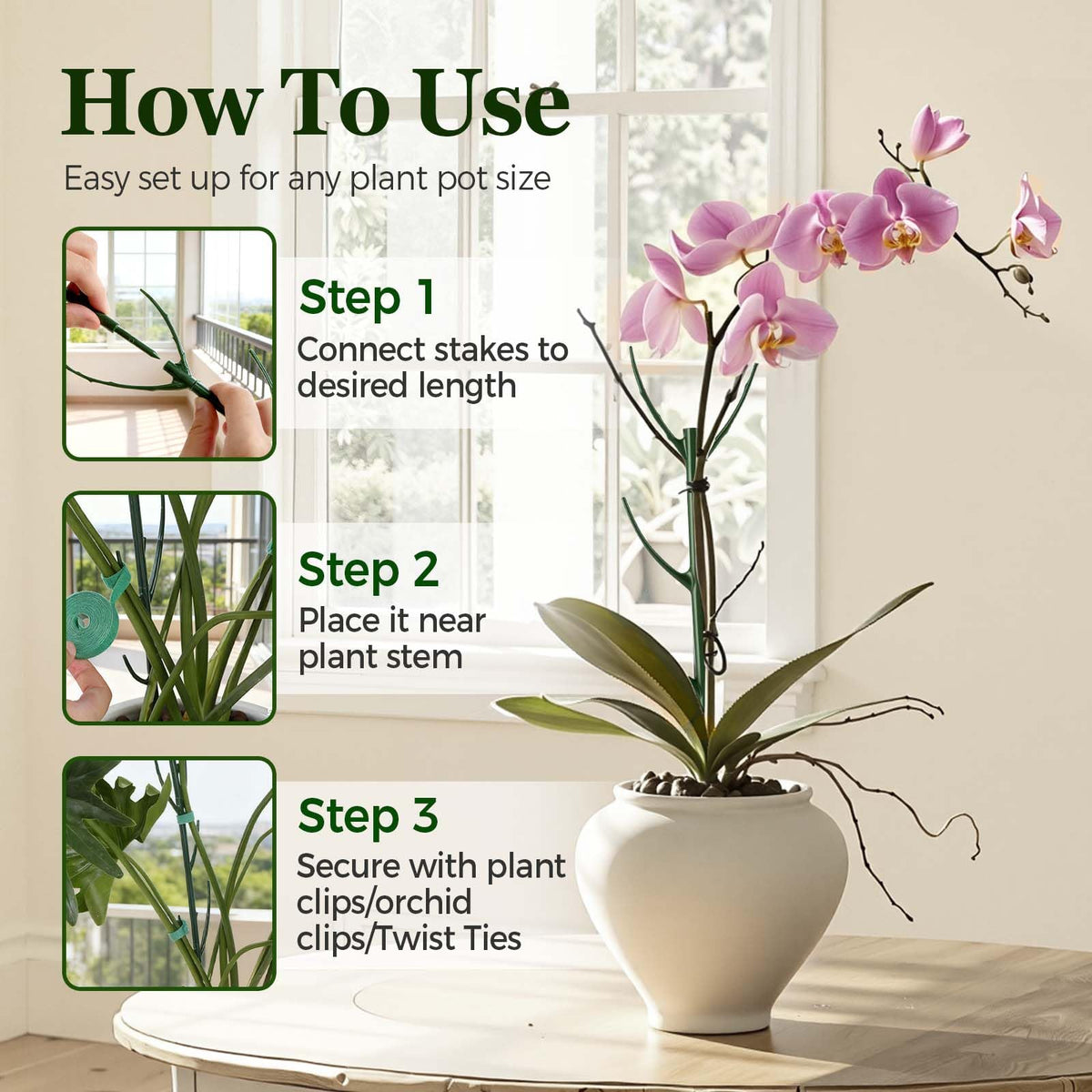 10 Pack Stackable Monstera Plant Support Stakes, Adjustable Plant Supports for Small Indoor Potted Plants, Pothos, Philodendron, Ivy & Climbing Vine Plants