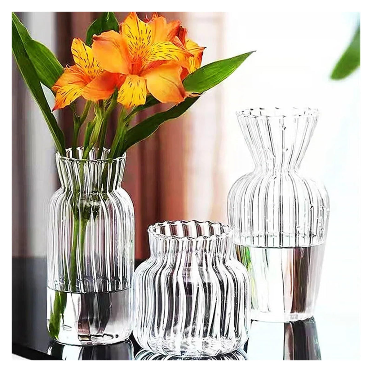 Transparent Hydroponic Vases Container Bottle Plant Arrangement Glass Table Creative Terrarium Flower Pot(6X8.8X7.5CM)