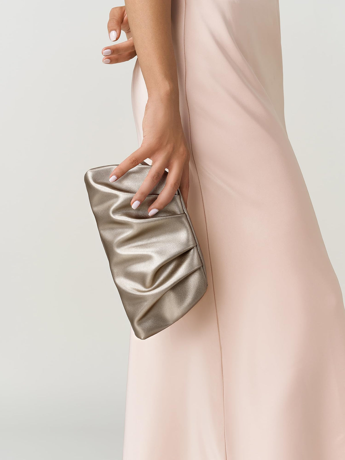 SWEETV Dressy Vegan Leather Clutch Purse for Women Formal, Soft Pleated PU Evening Clutch for Weddings, Proms, Cocktail-Gemma