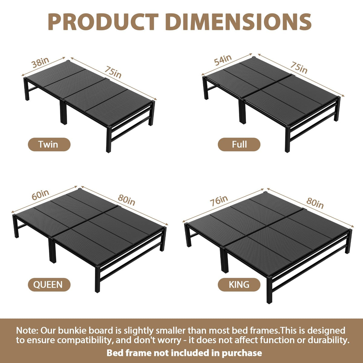 Xenohuaxis Heavy Duty Bunkie Board Full Size 54" x75'', 10MM Bed Support Board, Anti-Sag Mattress Support for Slatted Bed Frame, Bunk Bed & Platform Bed