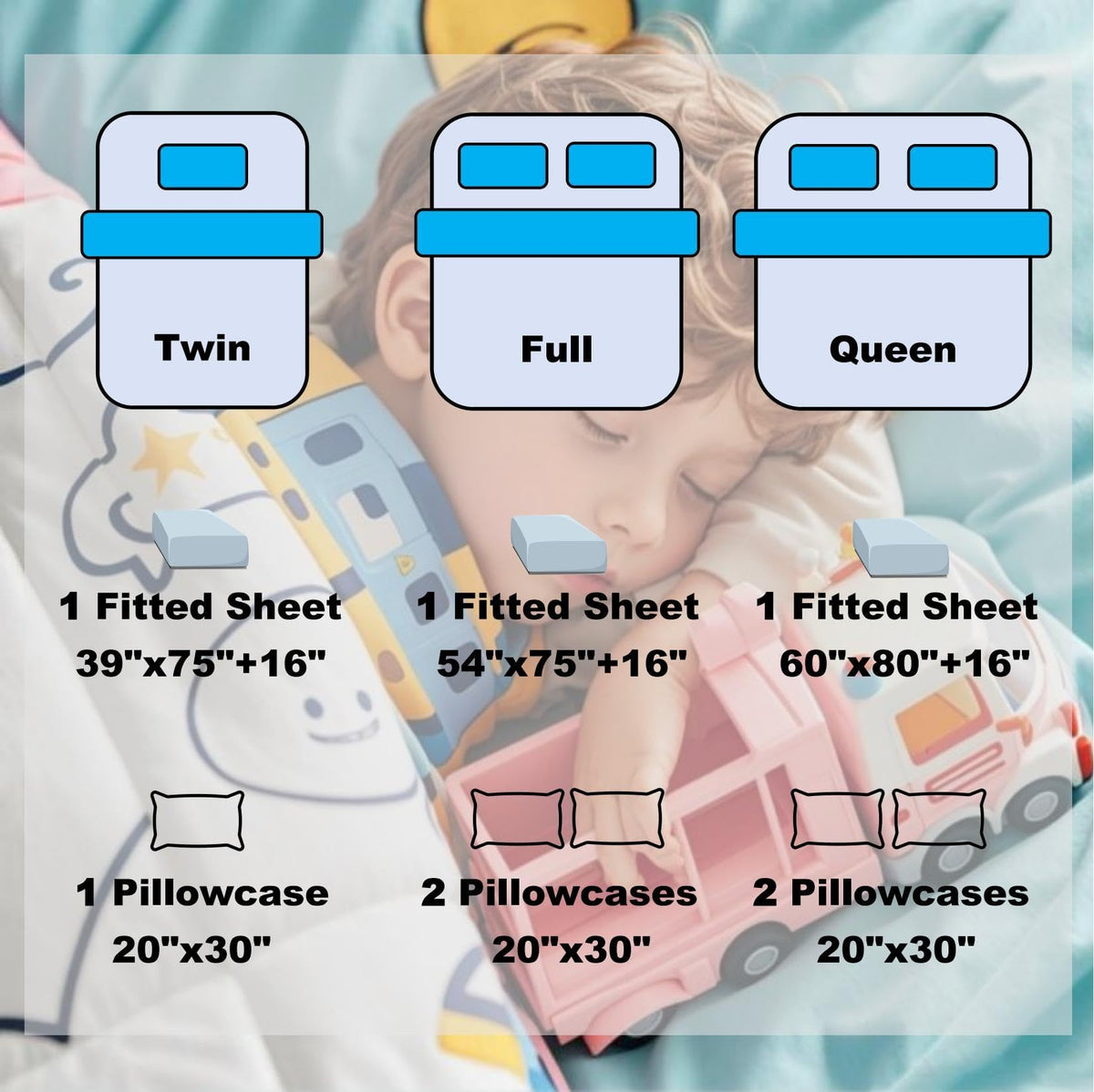 Erosebridal Cartoon Alpaca Sheet Set Cattle Cow Pig Fitted Sheet Full Size for Kids Girls Boys Children Happy Farm Animal Bedding Set Blue Sky Plant Bed Cover with 2 Pillow Cases(No Top Sheet)