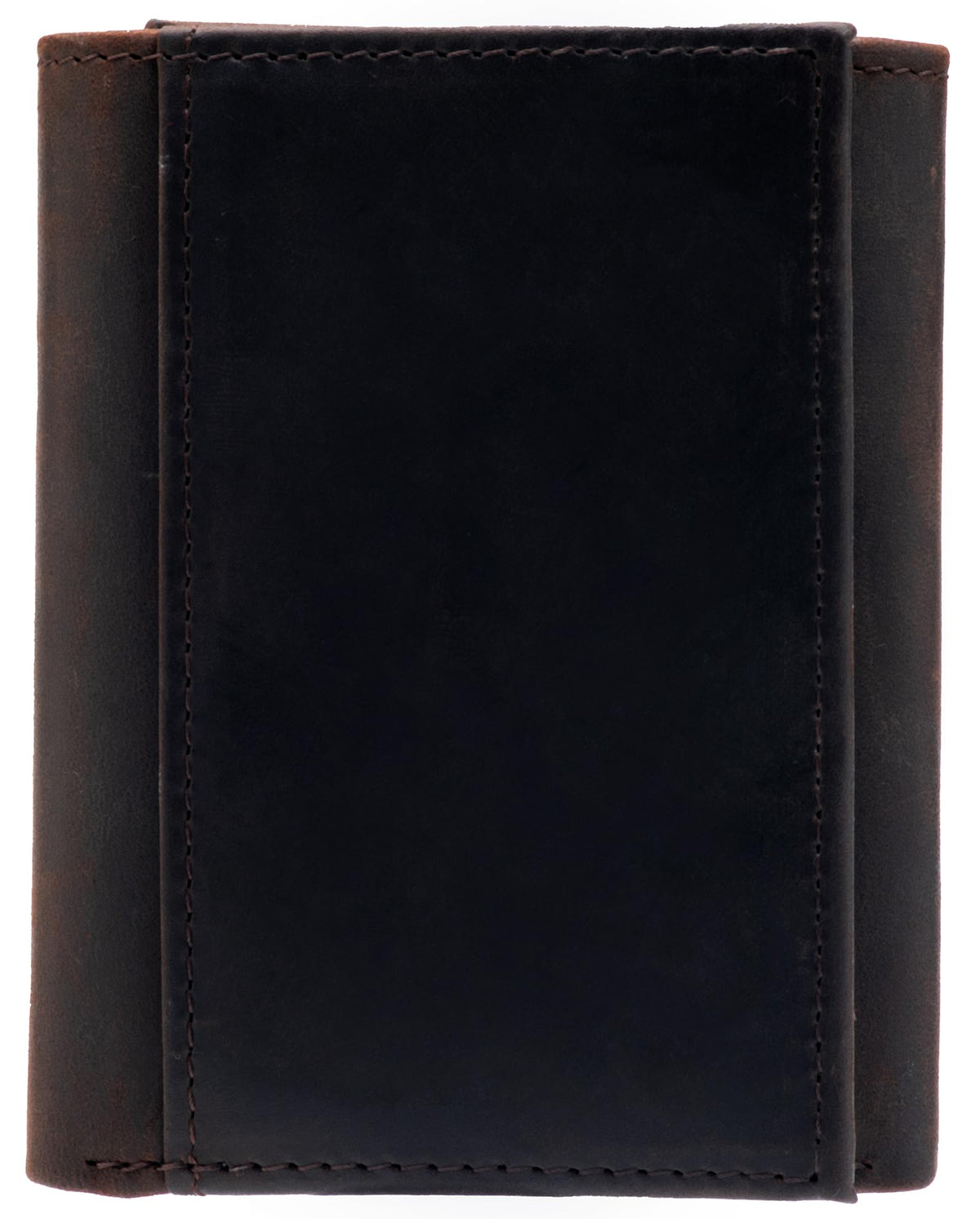 WULOUJIE Mens large-capacity Trifold wallet with 2 ID Window，Genuine Leather RFID Blocking 11 card slots Wallet for Men (Dark brown)