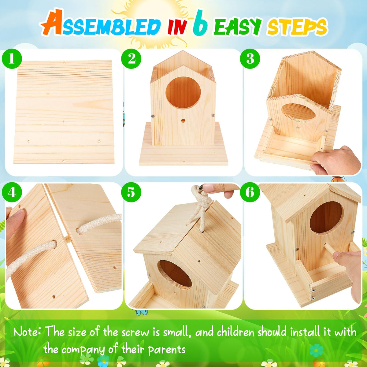 Liliful 12 Pack Birdhouse Crafts for Kids, Wooden Creative DIY Bird House Kits Arts and Crafts Set for Kids and Adults, Spring Birthday Gifts for Toddlers Ages (Seasonal Style)