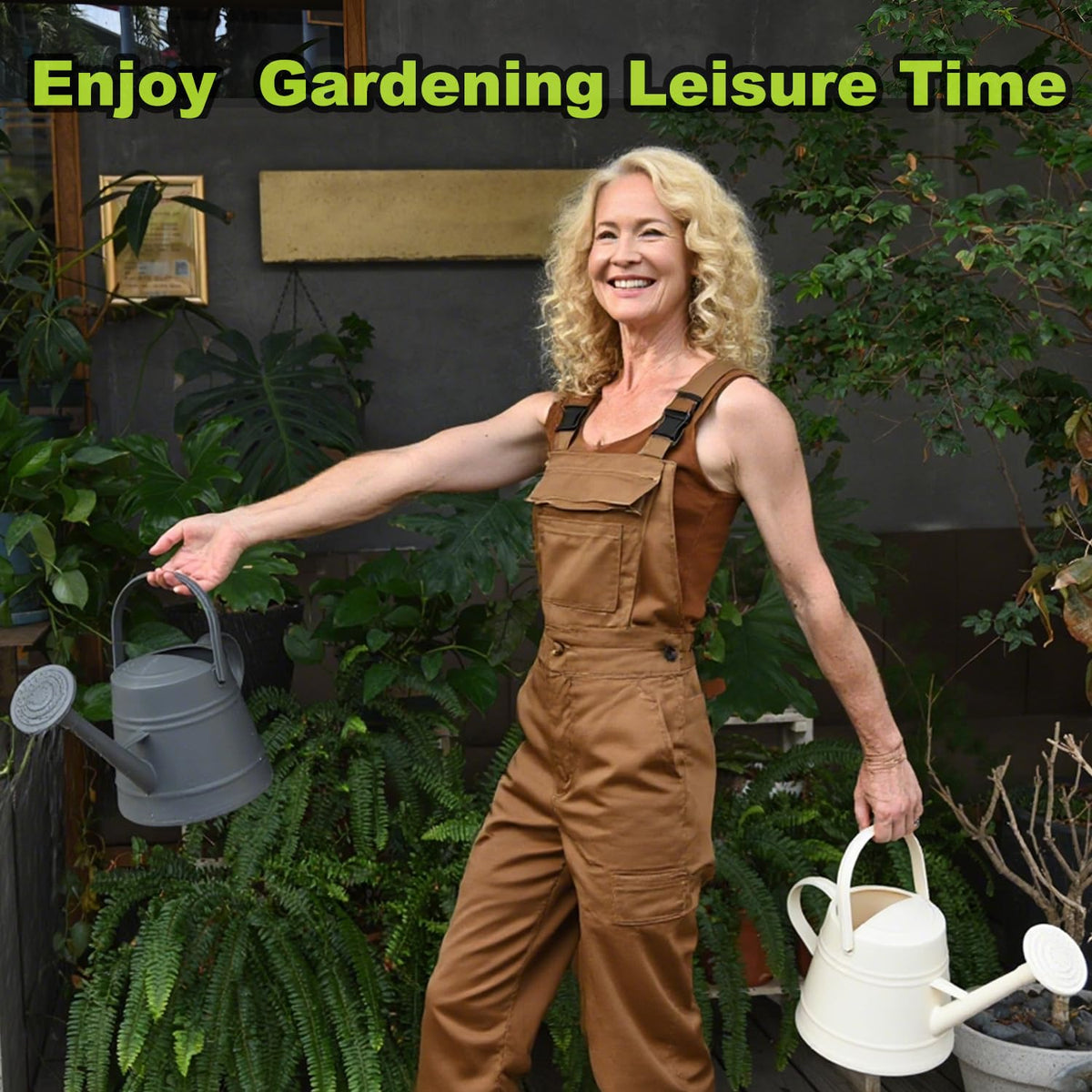 1 Gallon Watering Can for Plants, Watering Cans for Indoor&Outdoor Gardening, Water Can with Ergonomic Movable Handle (Dark Grey)