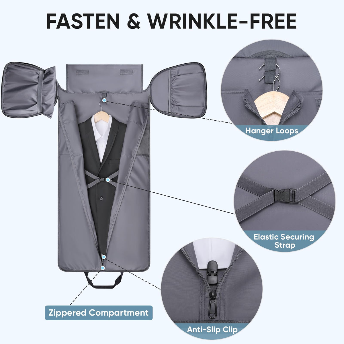 BALEINE Travel Garment Bag, Travel Suit Bag for Men, Water Resistant Carry on Garment Bag for Hanging Clothes, Garment Duffel Bag for Travel Business (Black-Convertible)