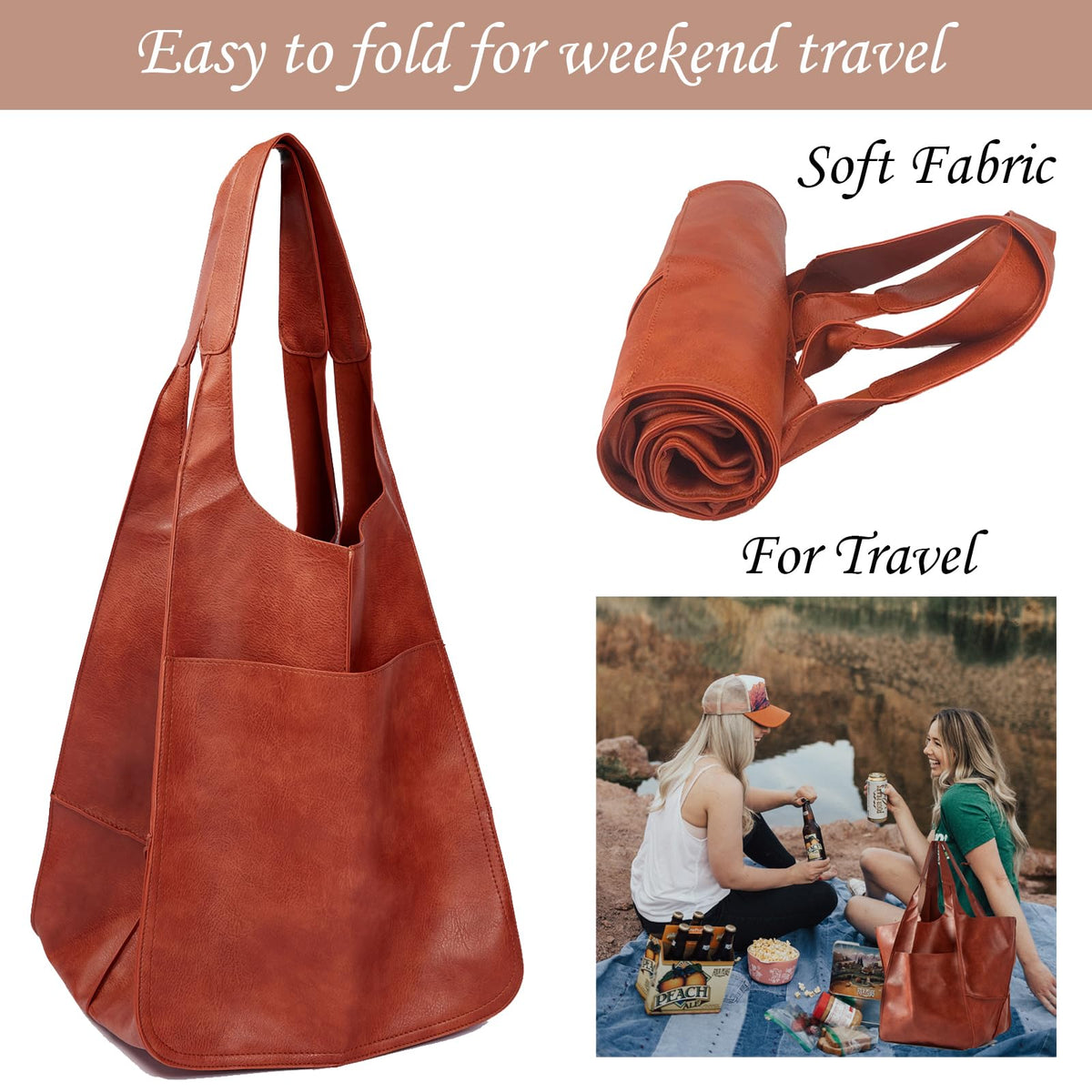 KlaOYer Oversized Leather Tote Bag Huge Capacity Work Hobo Pu Leather Bucket Purse And Handbag Large Soft Travel Shopping Bag (Brown Leopard)