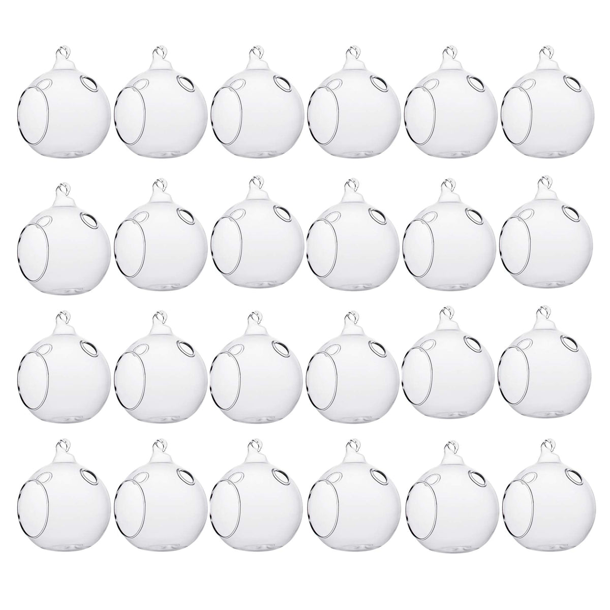 Set of 24 Wedding Hanging Glass Orbs, Glass Tea Light Terrarium, Globe Terrarium, Tea Light Holders, Wedding Decor Indoor Outdoor