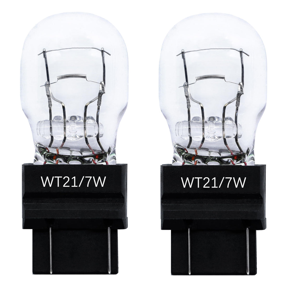 FAXCARS WT21/7W Halogen Rear Tail Brake Turn Signal Light Bulb, 12V 21W, Pack of 2, White, Long Life, Glass