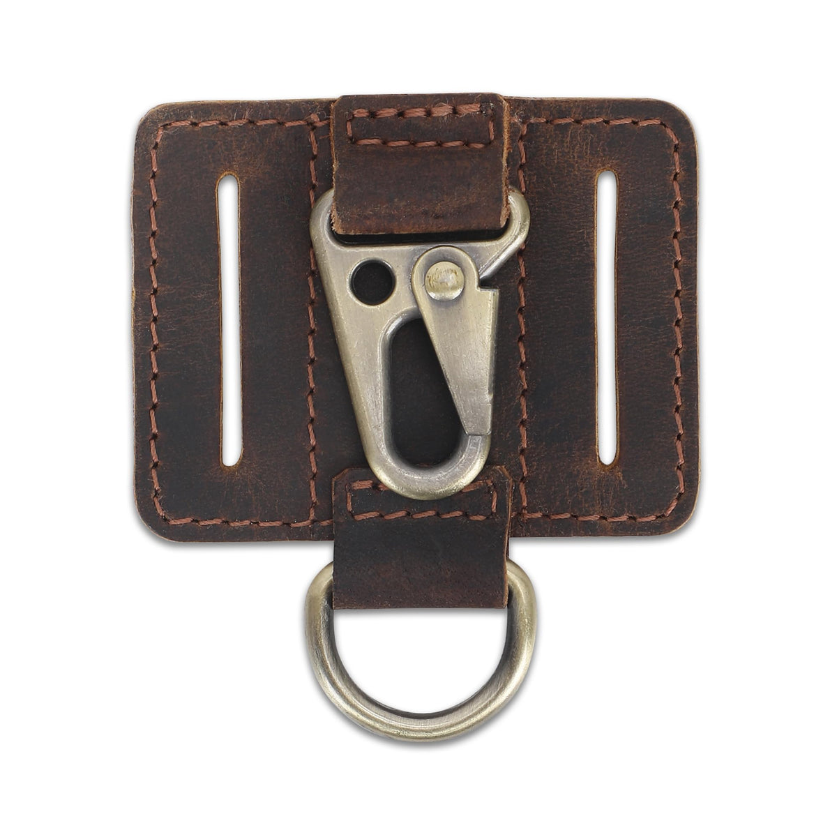CestAntiQ Heavy Duty EDC Leather Key Ring Keychain Holder with Belt Loop, Key Fob Holder and Belt Clip for Men Brown