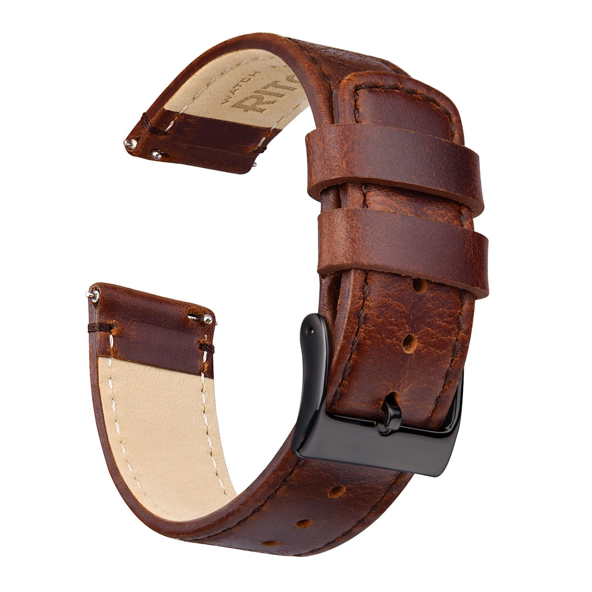 Ritche Leather Watch Strap with Quick Release Pins, 22mm Replacement Watch Band for Men and Women, Fits Smartwatches & Traditional Watches