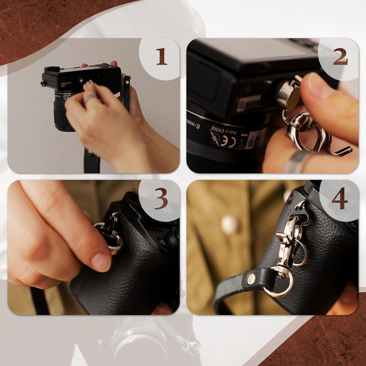 C Coiro Leather Camera Strap for One Camera - Professional Single Leather Harness Shoulder Strap Quick Release Gear DSLR/SLR, Camera Accessories for Photography, Tan