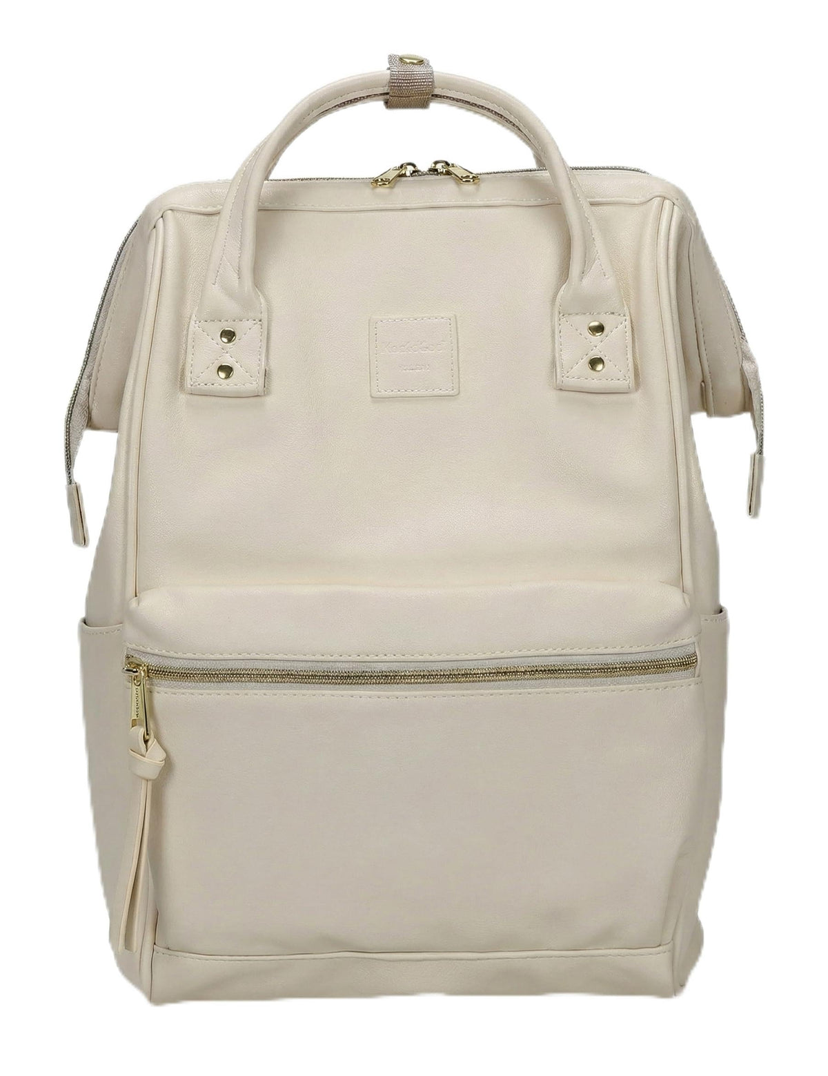 Kah&Kee Leather Laptop Backpack for Women, 14-15 Inch Professional Work Bag, Water-Resistant Vegan Leather Doctor Bag Backpack for Teacher, Nurse & Travel, Fits MacBook Air 15 (Ivory,Medium)