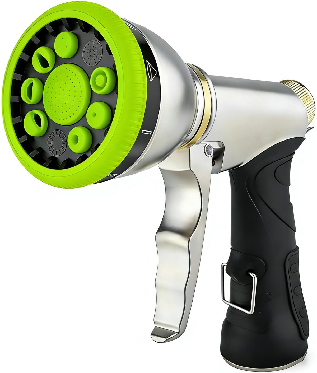 Garden Hose Nozzles 9 Adjustable Patterns Hose Spray Nozzle Heavy Duty Metal Hose Nozzle Spray Slip Resistant Water Sprayer for Cleaning/Watering Lawn Garden/Pets Shower/Car Washing (Green)