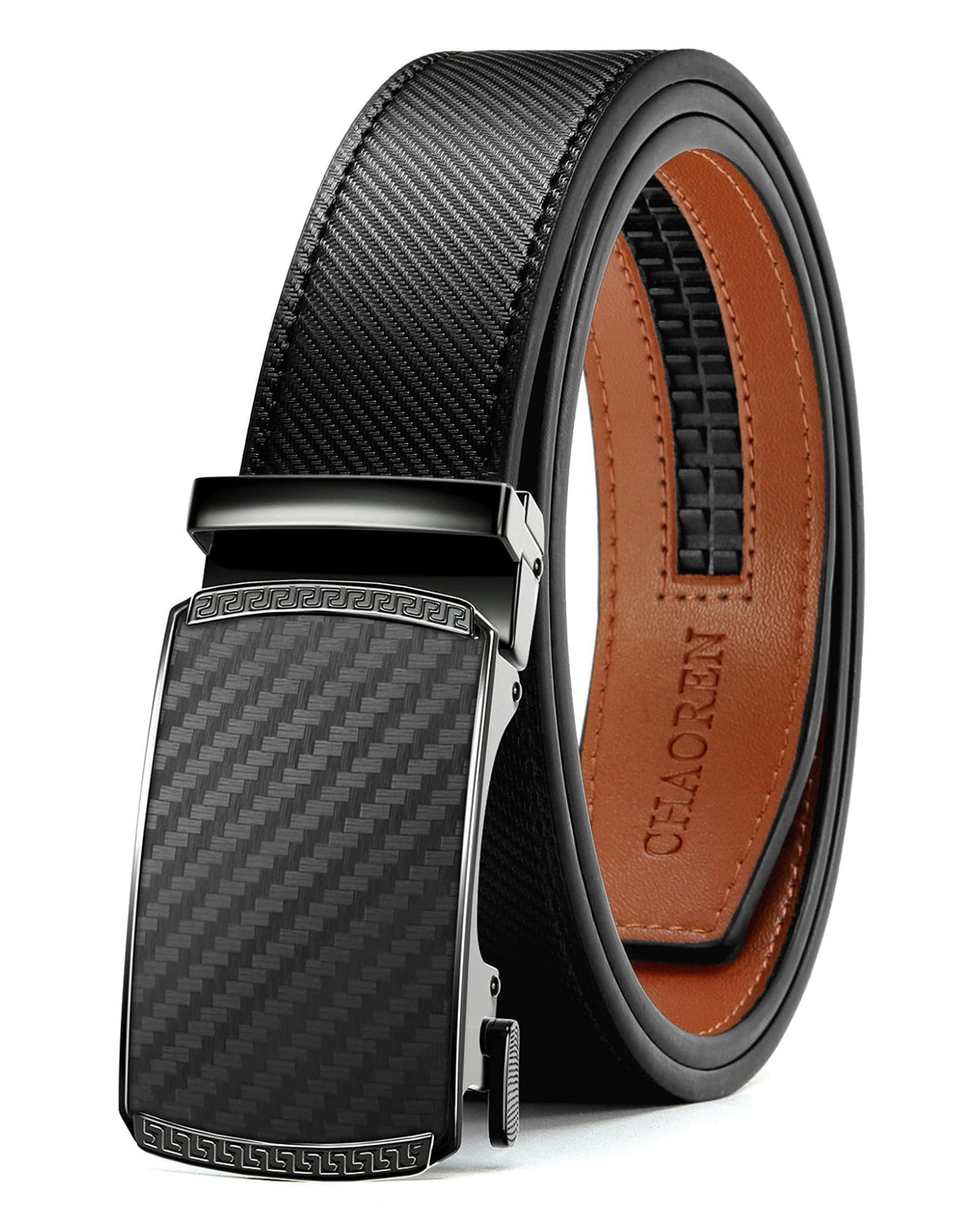 CHAOREN Mens Belt Leather Ratchet Belt - Customizable Fit, Effortless Style (35mm)