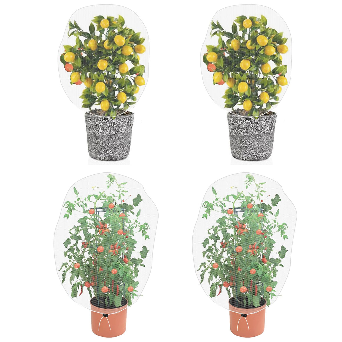 PDGROW Garden Mesh Netting for Plants, 4 Pack Insect Bird Barrier Net Mesh with Drawstring, 3.3x2.6 FT Garden Bug Netting Plant Cover for Protect Fruit Tree Vegetable Flower