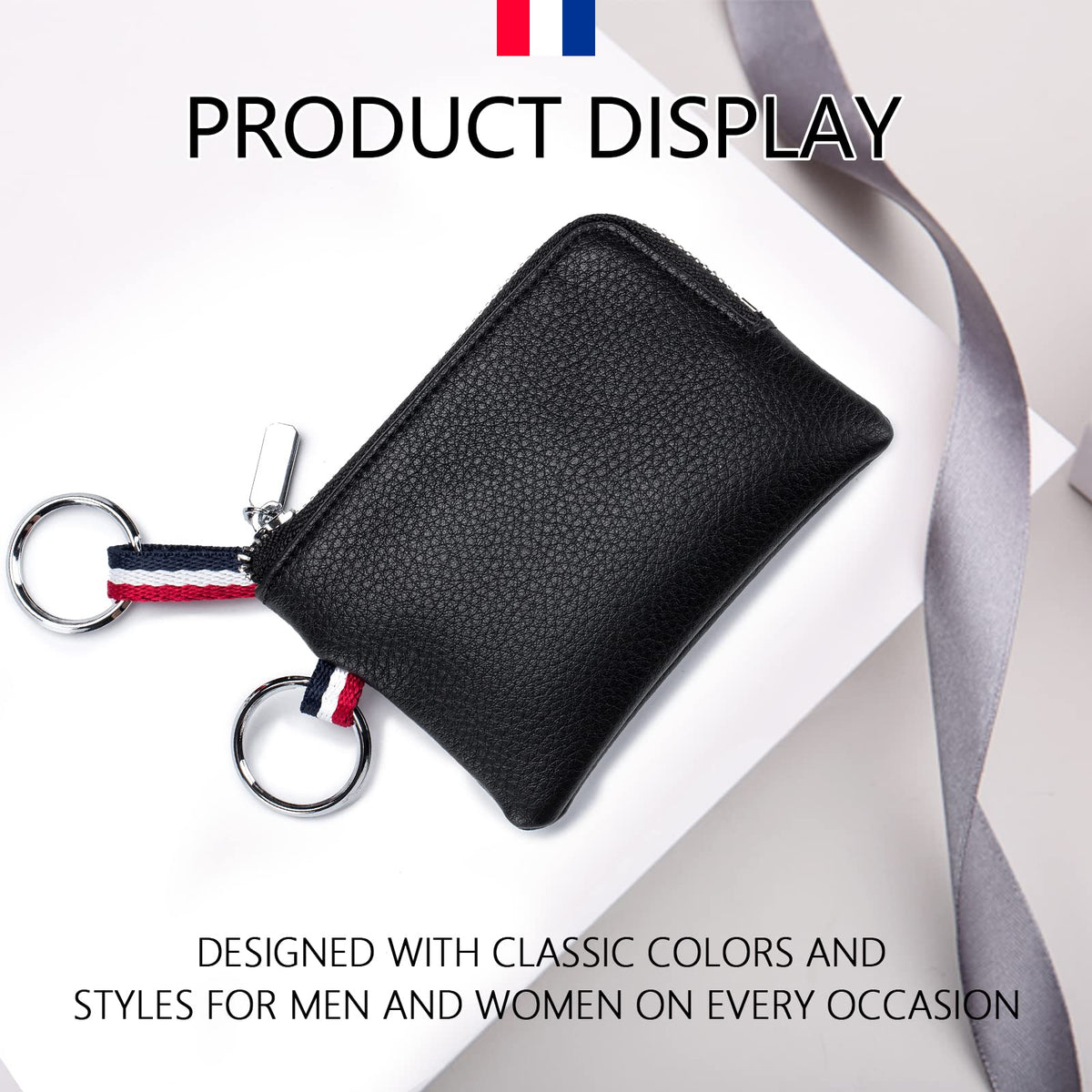 Plinvo Mini Genuine Leather Wallet Coin Purse with Dual Keyrings Compact Change Pouch and Card Holder for Men and Women (Dark green)