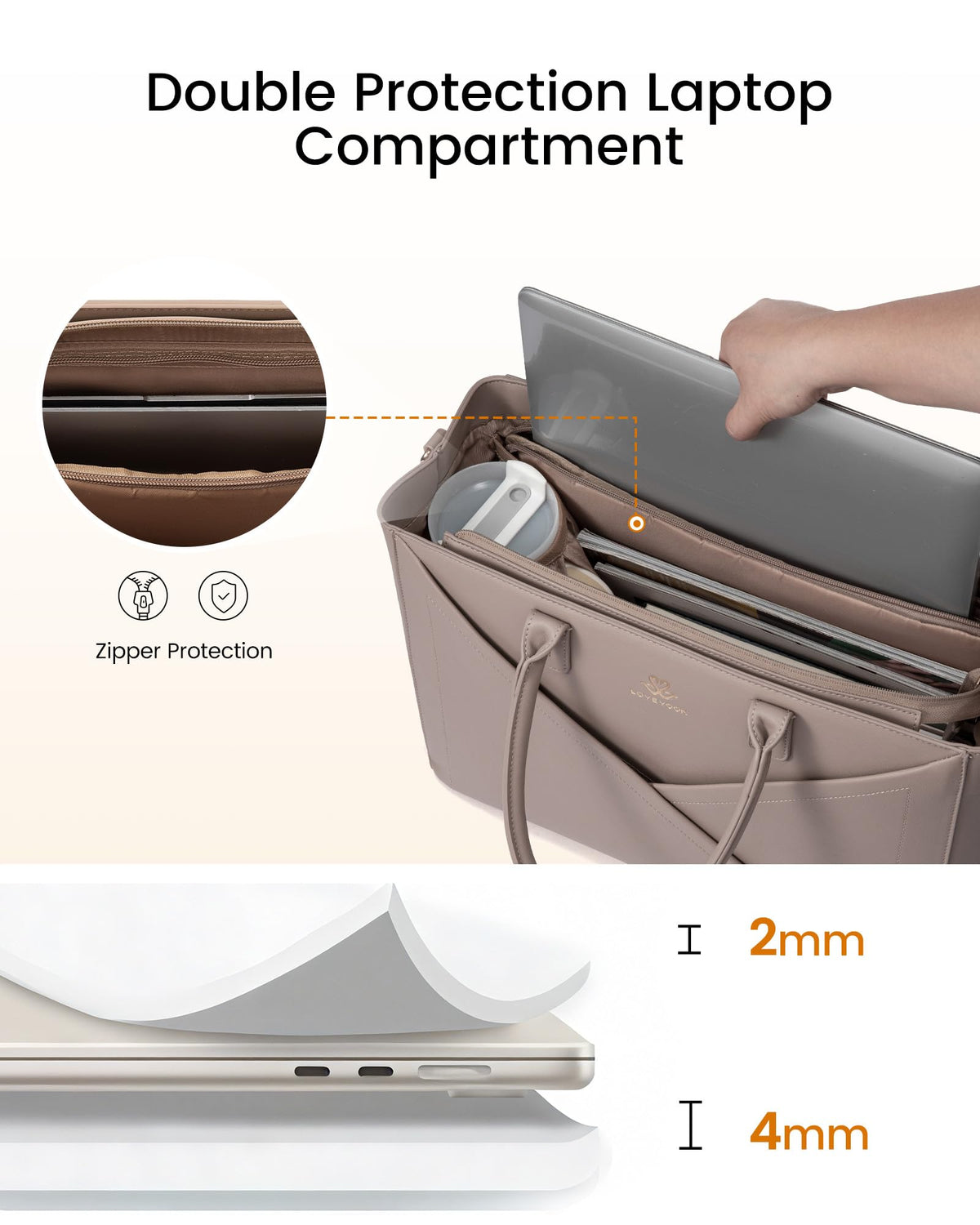 LOVEVOOK Laptop Tote Bag for Women with Large Cup Holder, 16 Inch PU Leather Work Bag Teacher Tote Bag, Waterproof Computer Bags Business Office Briefcase Handbag