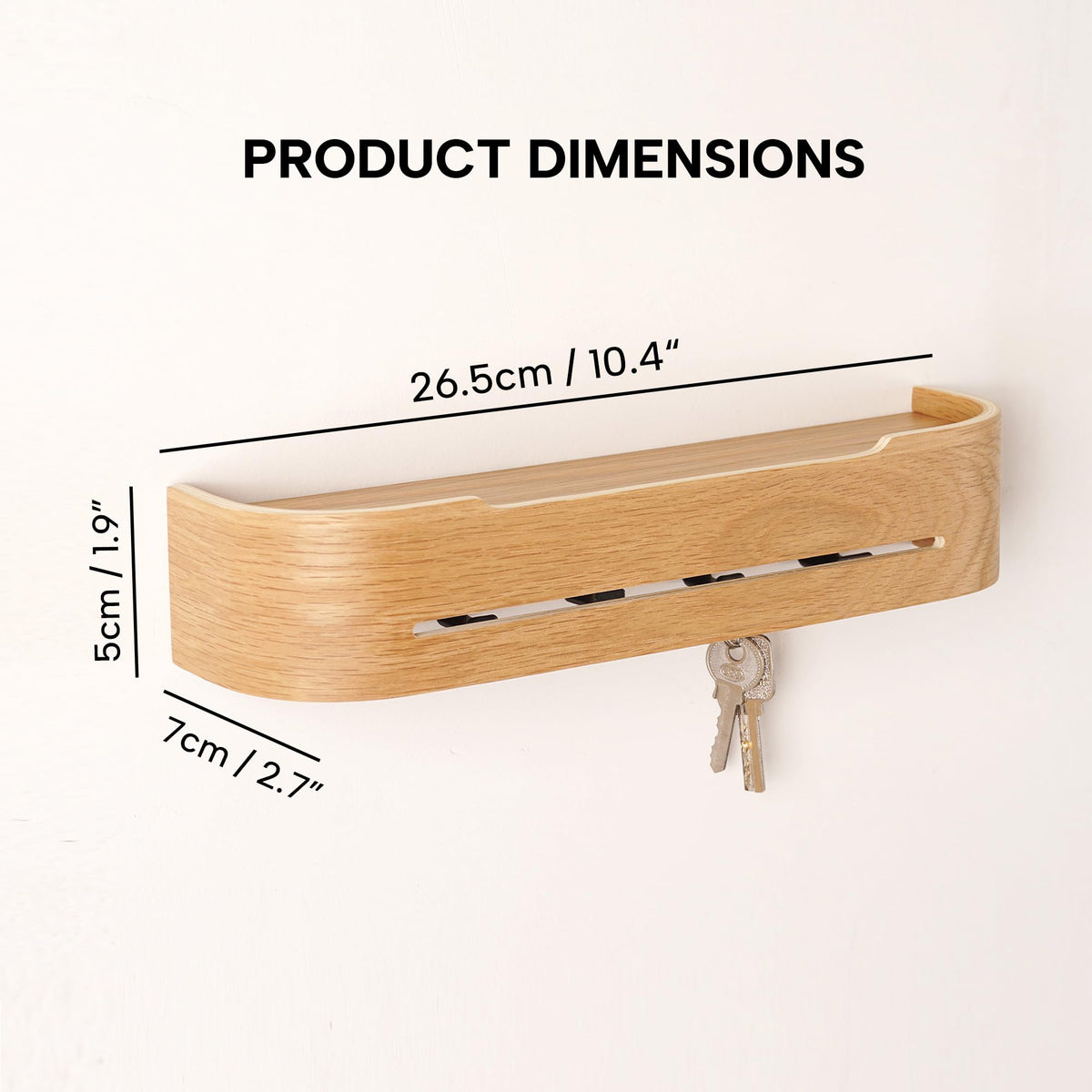 XENARAN Wall Mount Key Holder with 5 Hidden Hooks Modern Key Hanger Rack Wood Hollow Entryway Hook Mail Organizer Tray Shelf Home Decor for Car Key Ring Dog Leash Sunglasses Bags