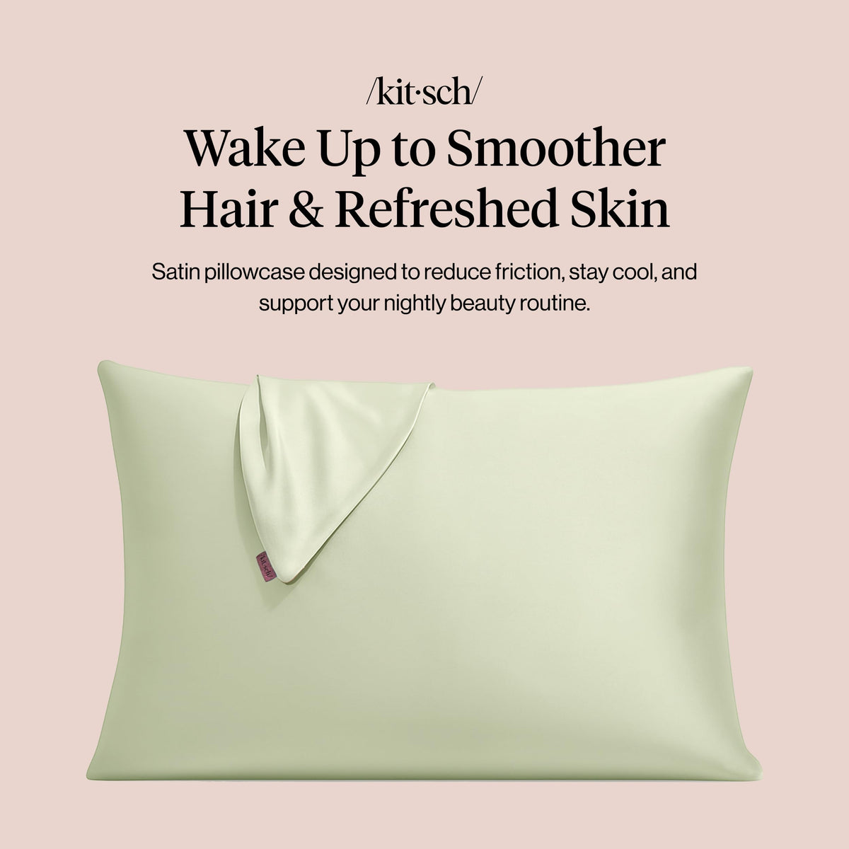 Kitsch Satin Pillowcase with Zipper for Hair & Skin - Softer Than Silk Pillow Cases, Smooth Cooling Satin Pillow Case, Wrinkle-Free, Machine Washable - Pillow Cases Standard Size (19x26) - Sage