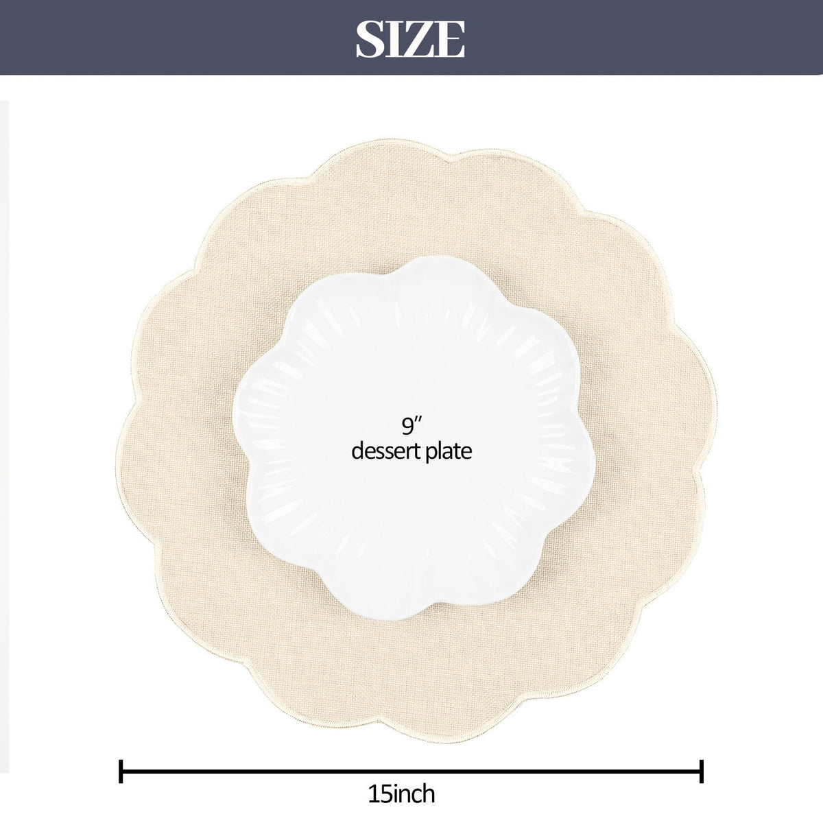 AHHFSMEI Round Faux Linen Placemats Set of 6 Waterproof Table Mats Heat Resistant Non-Slip and Stain Proof for Kitchen Dining Elegant Decor (Beige,6)