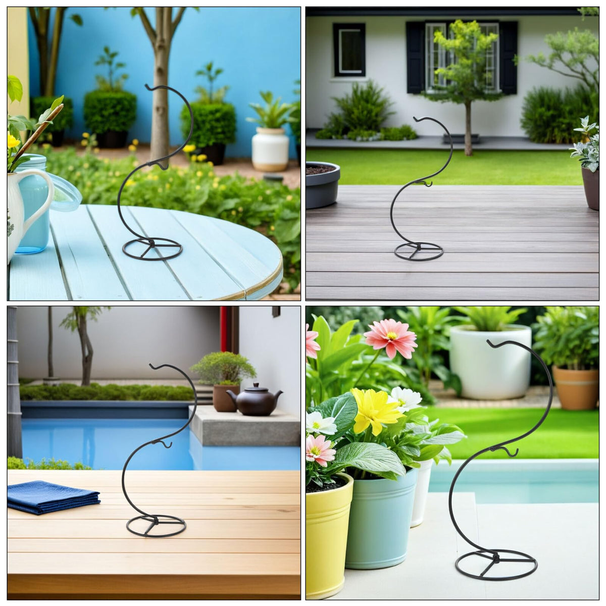 POPETPOP 2pcs Decorative Hanger Hooks for Terrariums and Air Plant Holders, S-shaped Iron Hanging Stand 14x34.2cm, Glass Globe Display Rack for Home, Wedding, Halloween, and Seasonal