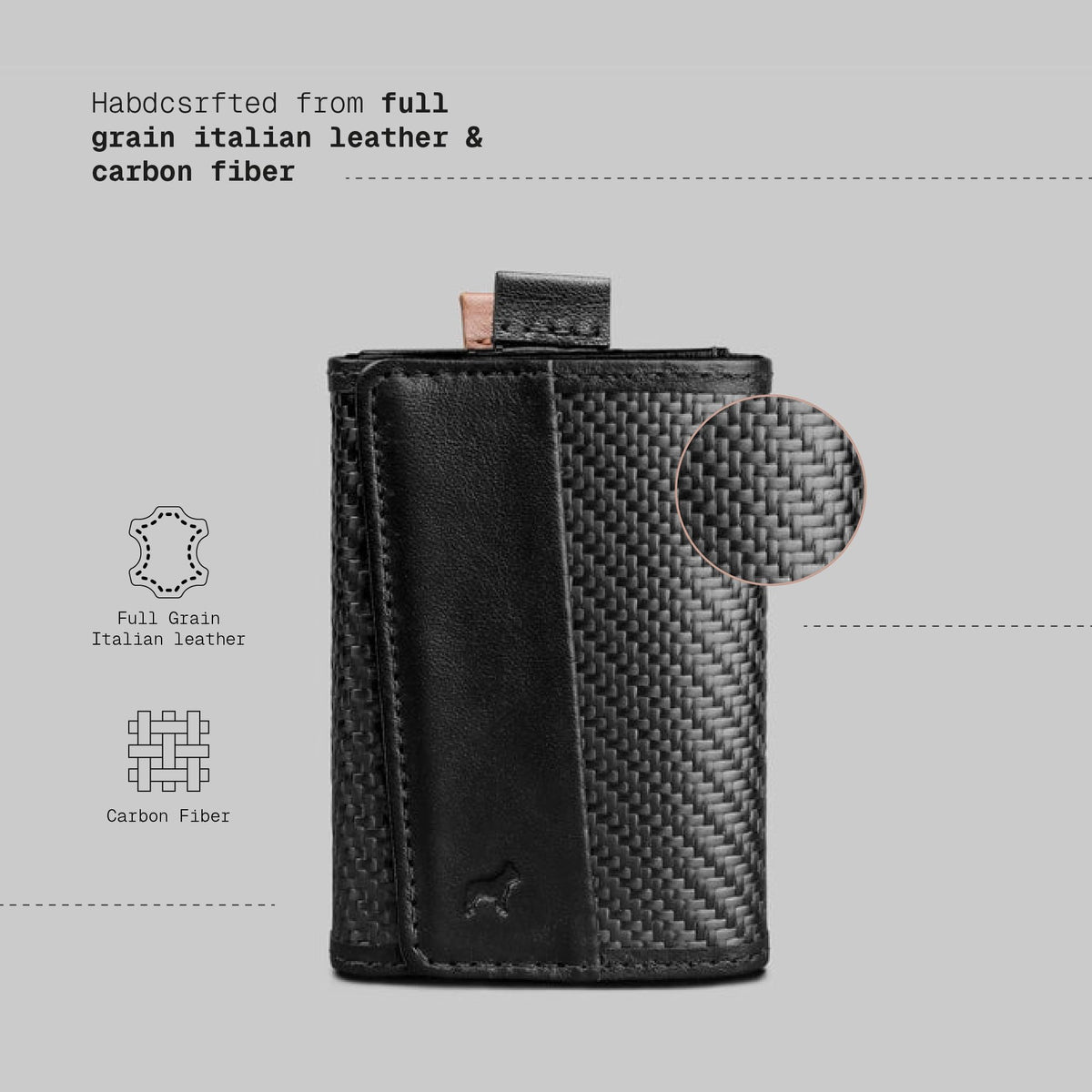 The Frenchie Co. - Speed Wallet Mini - Ultra-Slim RFID Card Holder - Minimalist Front Pocket Wallet for Men & Women - Carbon Fiber & Full-Grain Italian Leather