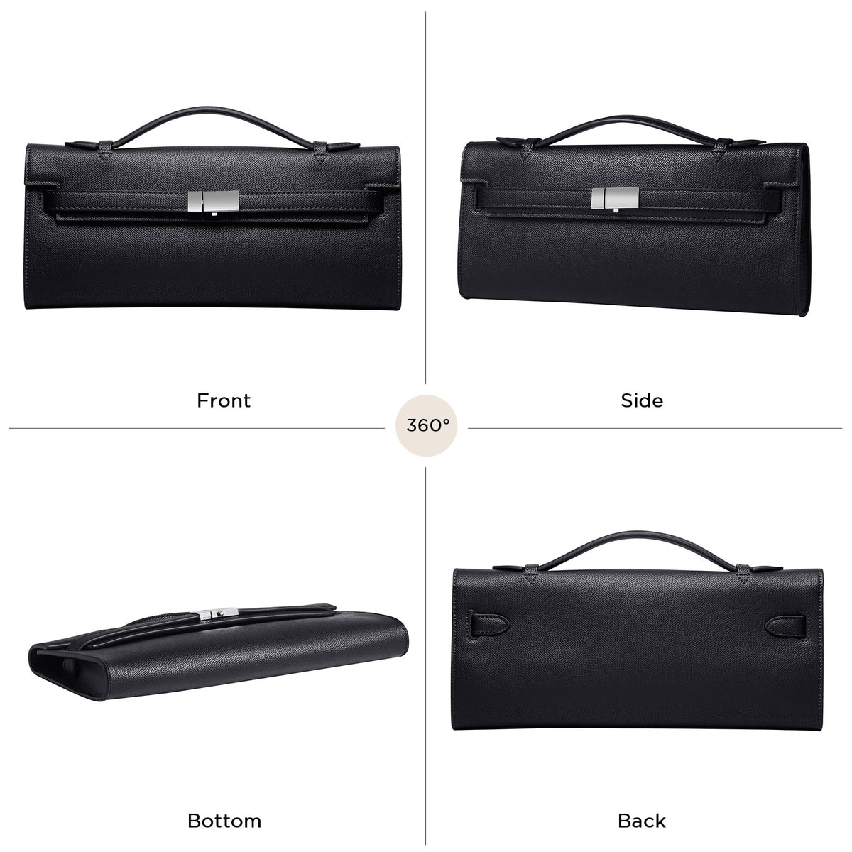 CHUNLI PU Leather Clutch Purses for Women, Trendy Ladies Top Handle Bag for Evening Work Business Daily Use