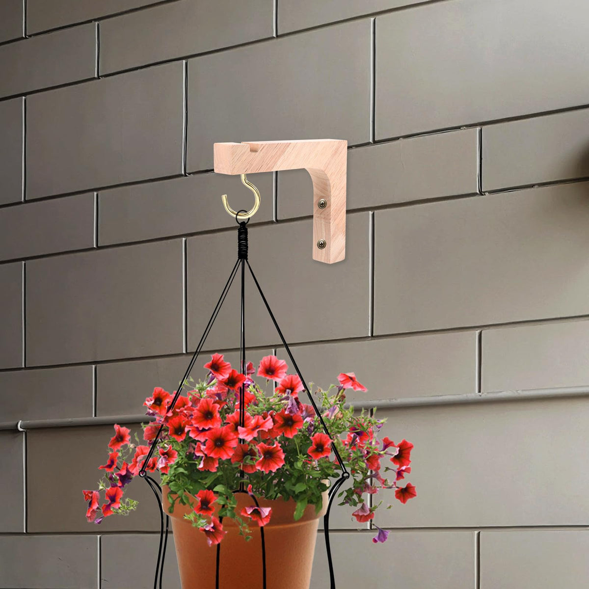 VICASKY Wooden Plant Hanging Hooks 2pcs Heavy-Duty Wall Mounted Plant Hanger Brackets Indoor Outdoor Hanging Stand for Flowerpots