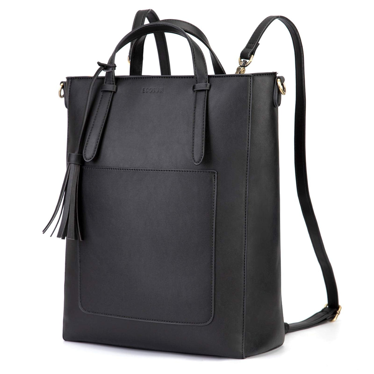 ECOSUSI Tote Bag Convertible Backpack Purse for Women Vegan Leather Handbag Multifunction Shoulder Bag for 14", 13L