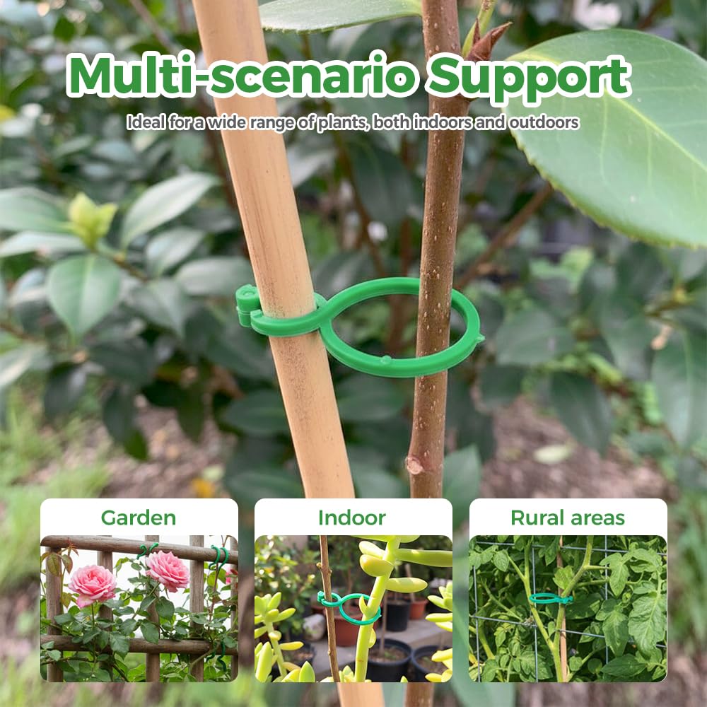 muxou Plant Stem Support,Plastic Plant Clips for Climbing Plants,Tomato Vine Clips,Plant Fixing Clips,Garden Clips (Green 100pcs)