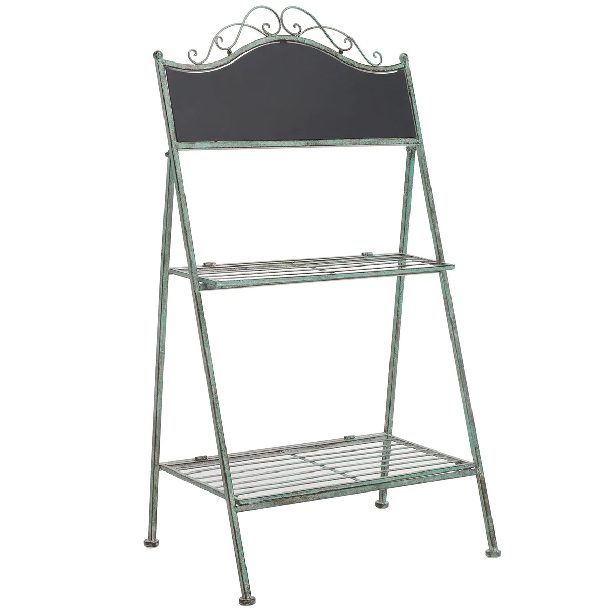 SAFAVIEH Outdoor Collection Natum Victorian Antique Dark Green Wrought Iron Plant Stand