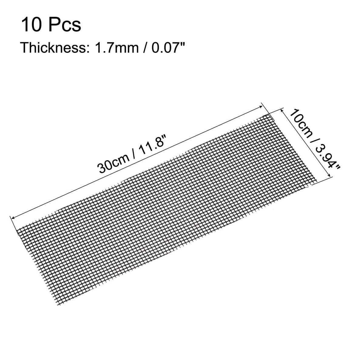 MECCANIXITY 10 Pcs Flower Pot Hole Mesh Pad 11.8x3.9" Invisible Rigid Plastic Bottom Grid Drainage Screens Prevent Soil Loss for Plant Containers, Bonsai (Black)