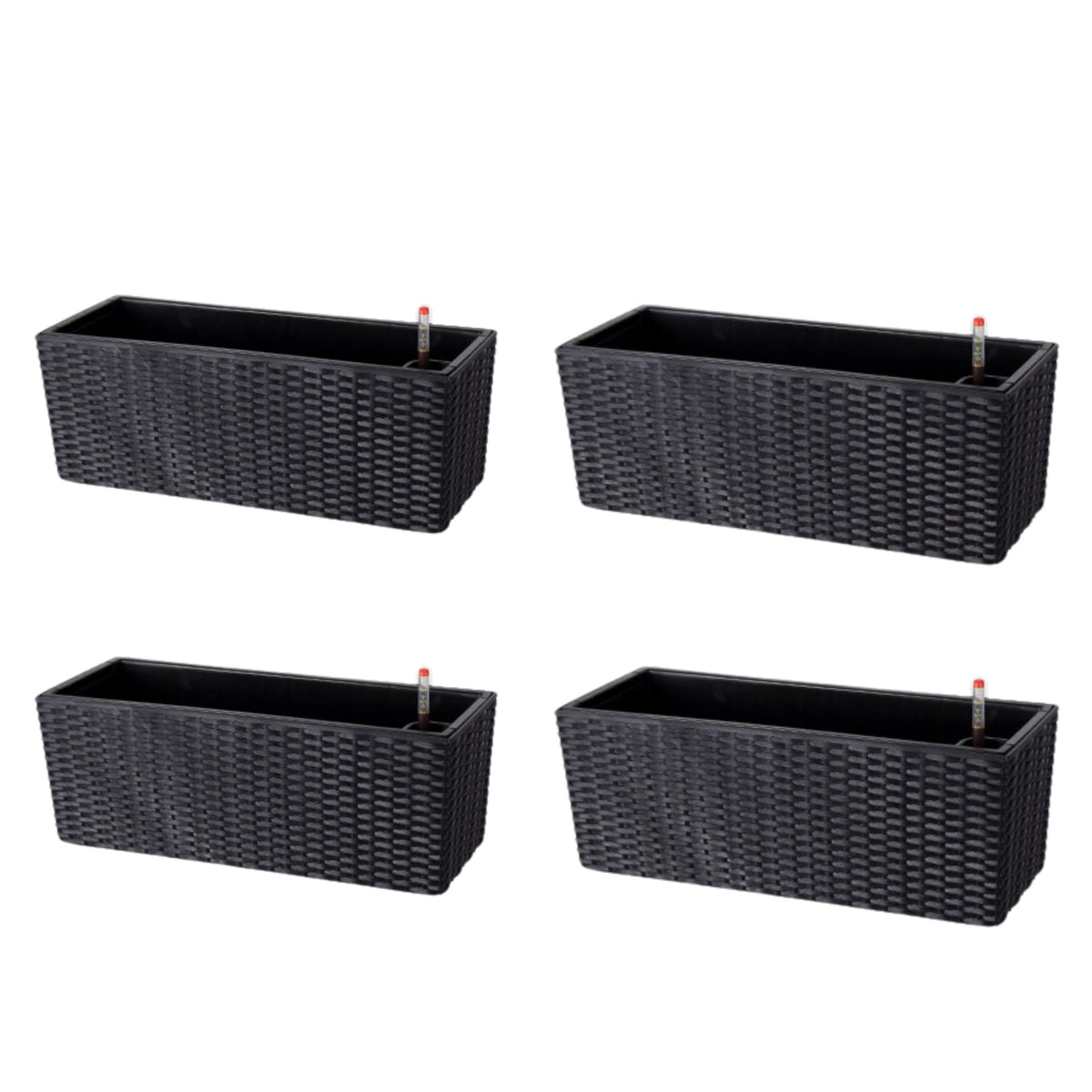 LaLaGreen Outdoor Wall Planters (20 Inch, 4 Pack) Wall Mounted Self Watering System Window Flower Boxes with Bracket, White Rectangular Plant Pot Container Indoor Modern Garden Herb Kitchen Home Decor