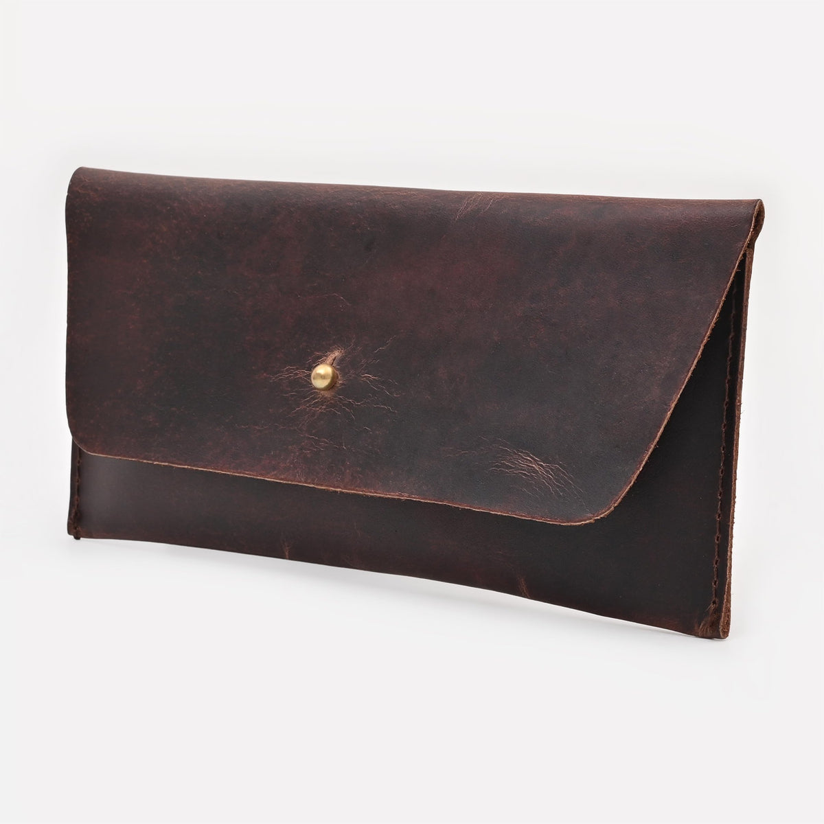 Autentico Leather Money Cash Envelopes Wallet for Men, Money Bag Pouch Reusable Budget Envelope, Retro Clutch Wallet, Dark Brown